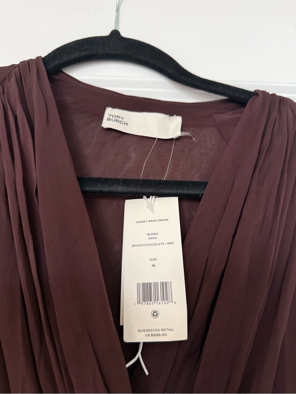 NWT Tory Burch Wrap-effect gathered jersey midi dress 4 - Picture 8 of 12